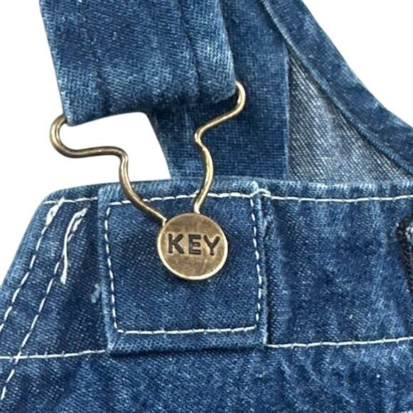 VTG KEY Bib Overalls 36x29 Denim Work Farm Trucker Hipster Hip Hop USA 90s Y2K - Picture 4 of 15